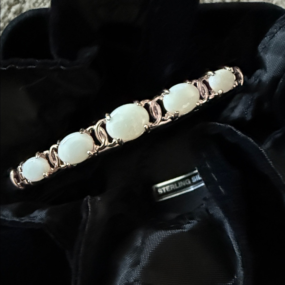 Sterling Silver White Opal Link Bracelet